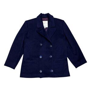 LONDON FOG Maincoats Vintage Retro Blue Business Winter Pea Coat Womens 6 Petite